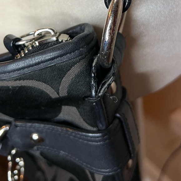 Coach Black Signature Silver Chain ShoulderBag Adjustable Strap - Picture 4 of 15